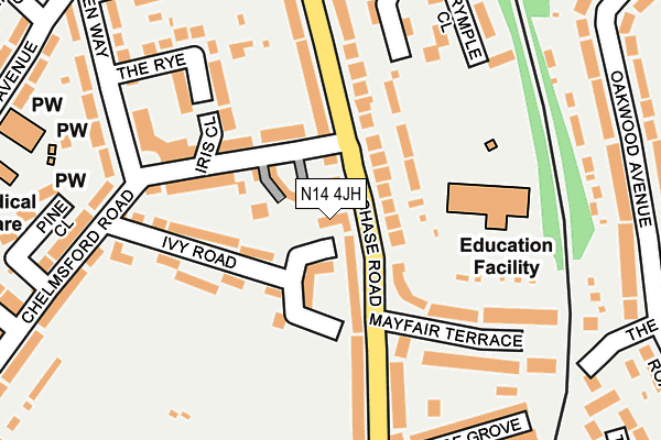 N14 4JH map - OS OpenMap – Local (Ordnance Survey)