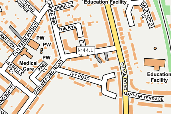 N14 4JL map - OS OpenMap – Local (Ordnance Survey)