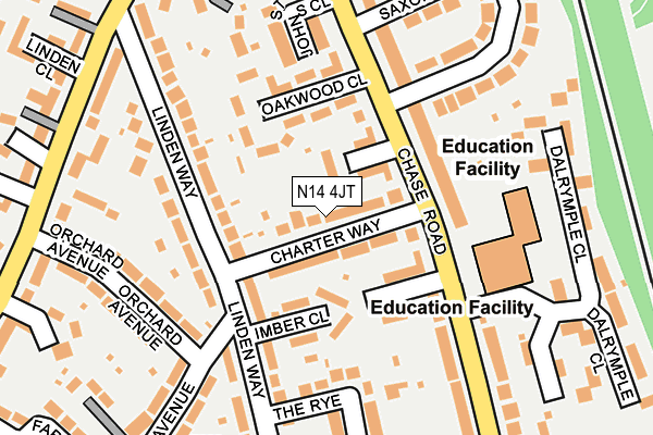 N14 4JT map - OS OpenMap – Local (Ordnance Survey)