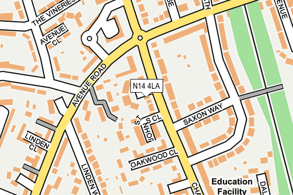 N14 4LA map - OS OpenMap – Local (Ordnance Survey)
