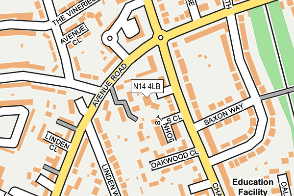 N14 4LB map - OS OpenMap – Local (Ordnance Survey)