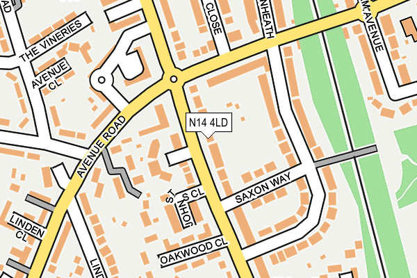 N14 4LD map - OS OpenMap – Local (Ordnance Survey)