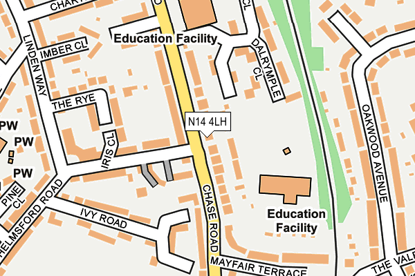 N14 4LH map - OS OpenMap – Local (Ordnance Survey)