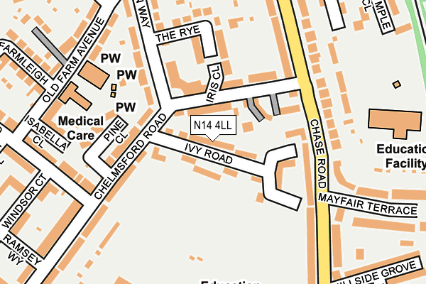 N14 4LL map - OS OpenMap – Local (Ordnance Survey)