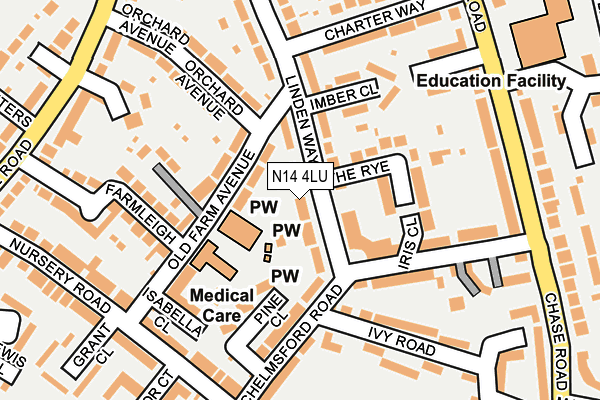 N14 4LU map - OS OpenMap – Local (Ordnance Survey)