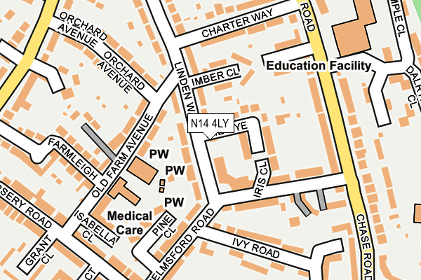 N14 4LY map - OS OpenMap – Local (Ordnance Survey)