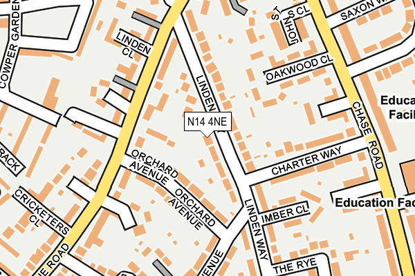 N14 4NE map - OS OpenMap – Local (Ordnance Survey)