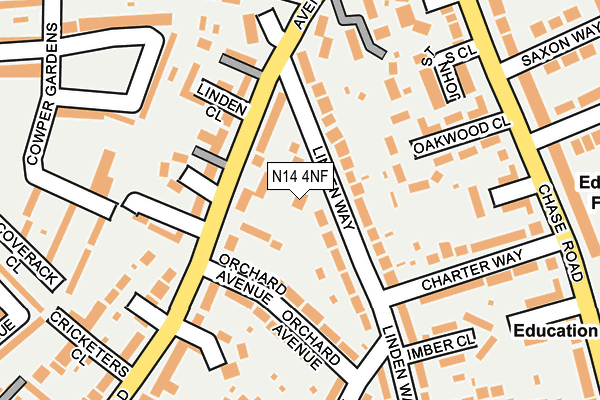 N14 4NF map - OS OpenMap – Local (Ordnance Survey)