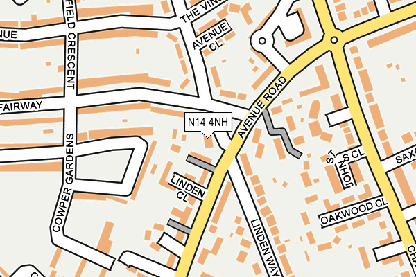 N14 4NH map - OS OpenMap – Local (Ordnance Survey)