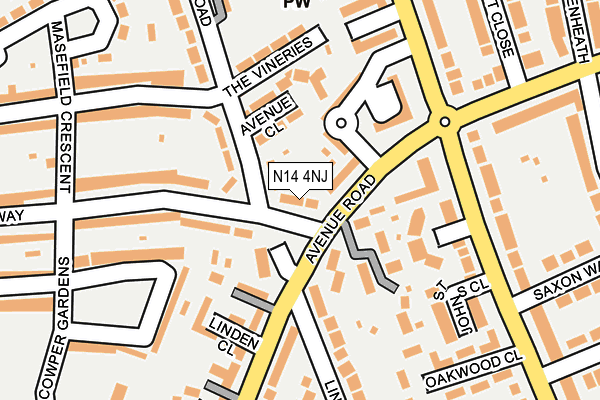 N14 4NJ map - OS OpenMap – Local (Ordnance Survey)