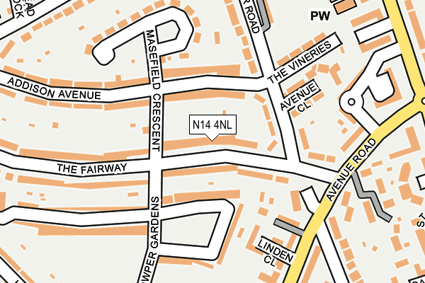 N14 4NL map - OS OpenMap – Local (Ordnance Survey)