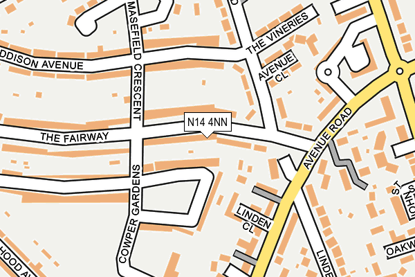 N14 4NN map - OS OpenMap – Local (Ordnance Survey)