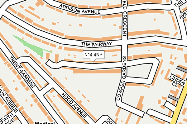 N14 4NP map - OS OpenMap – Local (Ordnance Survey)