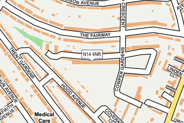N14 4NR map - OS OpenMap – Local (Ordnance Survey)