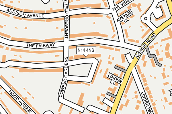 N14 4NS map - OS OpenMap – Local (Ordnance Survey)