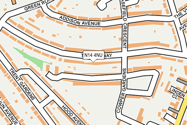 N14 4NU map - OS OpenMap – Local (Ordnance Survey)