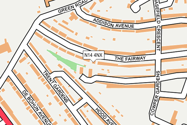N14 4NX map - OS OpenMap – Local (Ordnance Survey)