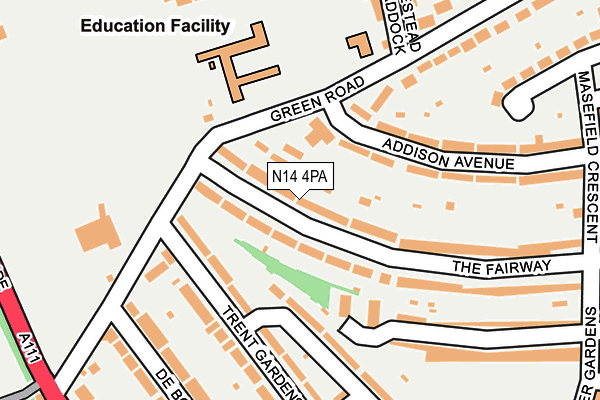N14 4PA map - OS OpenMap – Local (Ordnance Survey)