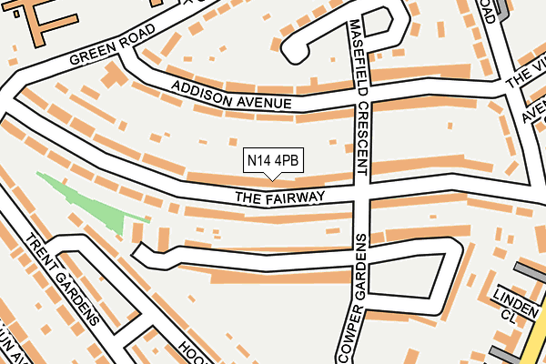 N14 4PB map - OS OpenMap – Local (Ordnance Survey)