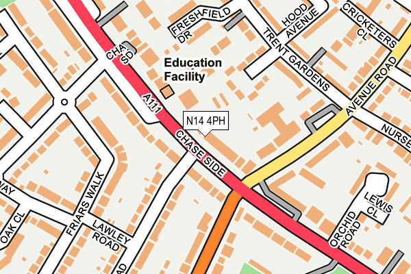 N14 4PH map - OS OpenMap – Local (Ordnance Survey)