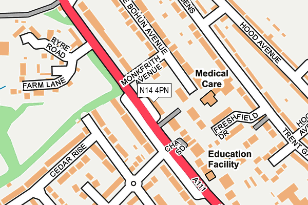 N14 4PN map - OS OpenMap – Local (Ordnance Survey)