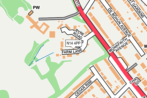 N14 4PP map - OS OpenMap – Local (Ordnance Survey)