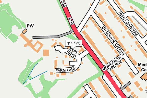 N14 4PQ map - OS OpenMap – Local (Ordnance Survey)