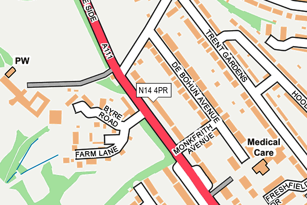 N14 4PR map - OS OpenMap – Local (Ordnance Survey)