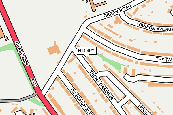 N14 4PY map - OS OpenMap – Local (Ordnance Survey)