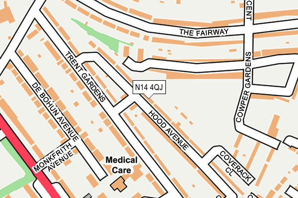 N14 4QJ map - OS OpenMap – Local (Ordnance Survey)
