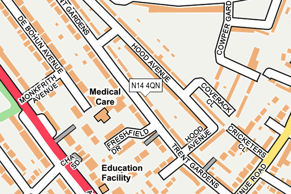N14 4QN map - OS OpenMap – Local (Ordnance Survey)