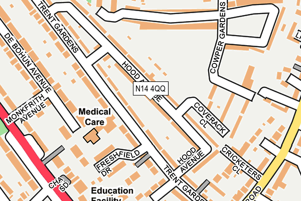 N14 4QQ map - OS OpenMap – Local (Ordnance Survey)