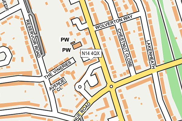 N14 4QX map - OS OpenMap – Local (Ordnance Survey)