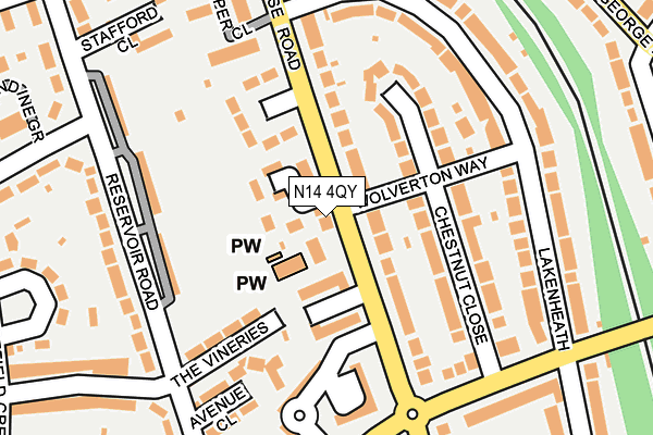 N14 4QY map - OS OpenMap – Local (Ordnance Survey)