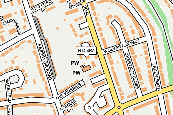 N14 4RA map - OS OpenMap – Local (Ordnance Survey)