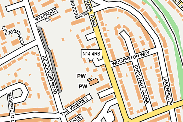 N14 4RB map - OS OpenMap – Local (Ordnance Survey)