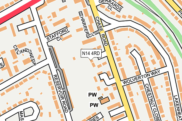N14 4RD map - OS OpenMap – Local (Ordnance Survey)