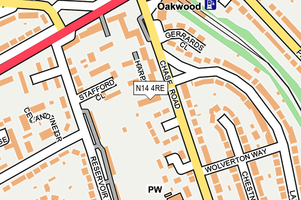 N14 4RE map - OS OpenMap – Local (Ordnance Survey)