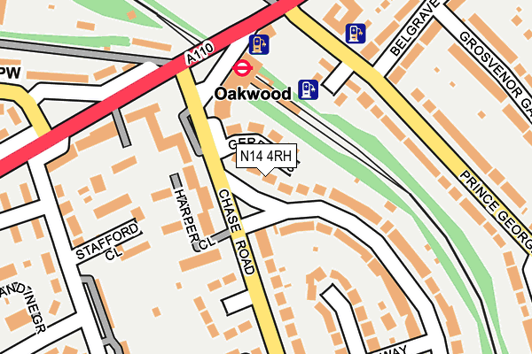 N14 4RH map - OS OpenMap – Local (Ordnance Survey)