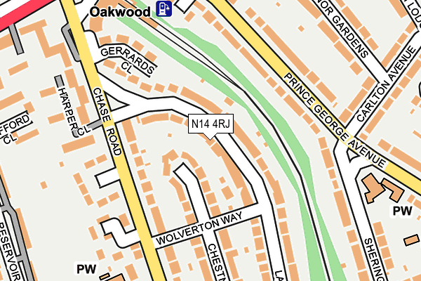N14 4RJ map - OS OpenMap – Local (Ordnance Survey)