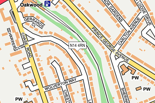 N14 4RN map - OS OpenMap – Local (Ordnance Survey)