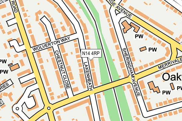 N14 4RP map - OS OpenMap – Local (Ordnance Survey)