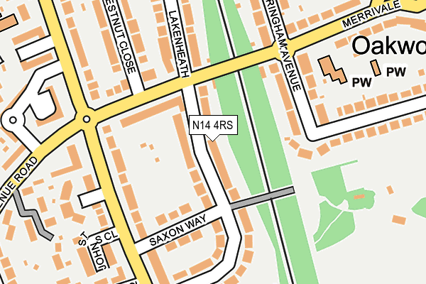 N14 4RS map - OS OpenMap – Local (Ordnance Survey)