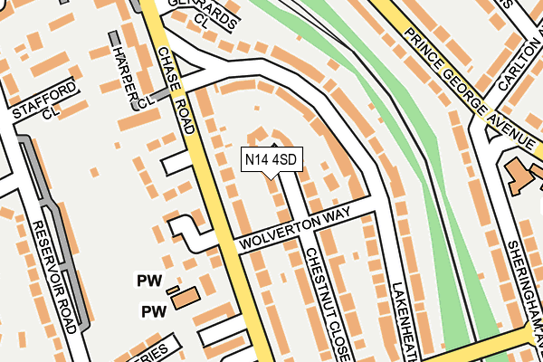 N14 4SD map - OS OpenMap – Local (Ordnance Survey)