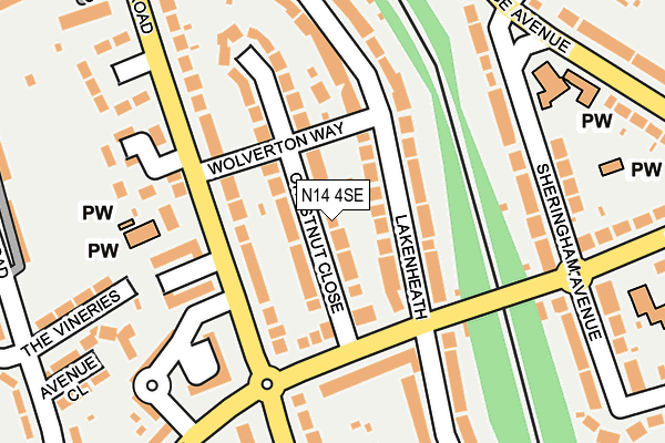 N14 4SE map - OS OpenMap – Local (Ordnance Survey)