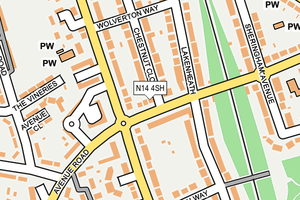 N14 4SH map - OS OpenMap – Local (Ordnance Survey)