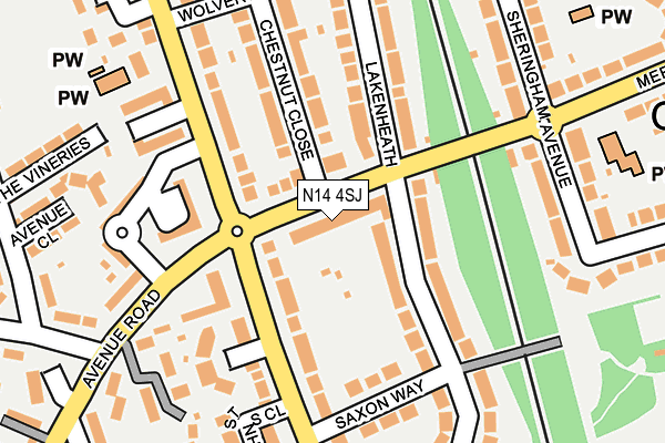 N14 4SJ map - OS OpenMap – Local (Ordnance Survey)