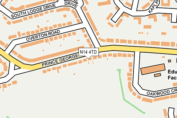 N14 4TD map - OS OpenMap – Local (Ordnance Survey)