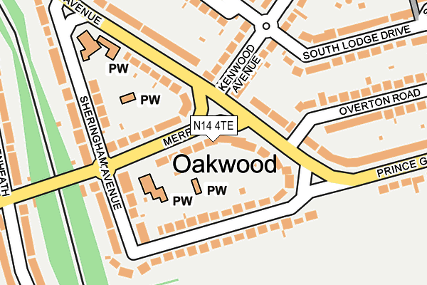 N14 4TE map - OS OpenMap – Local (Ordnance Survey)