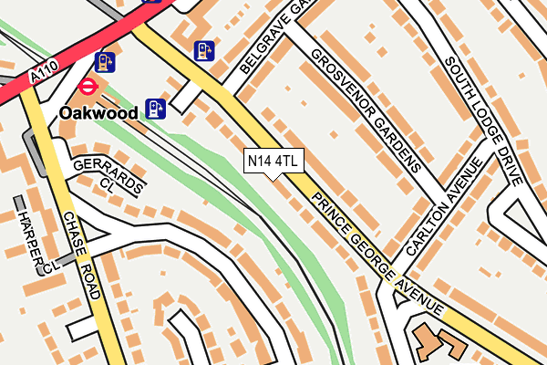 N14 4TL map - OS OpenMap – Local (Ordnance Survey)